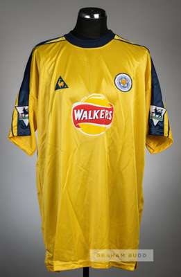 Matt Piper yellow Leicester City no.44 away jersey, season 2000-01,
 Le Coq Sportif, short-sleeved with THE FA PREMIER LEAGUE sleeve badges, club cres
