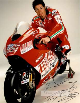 Nicky Hayden (USA) signed 8 by 10in. Ducati MotoGP photograph,
 includes COA and photo proof
