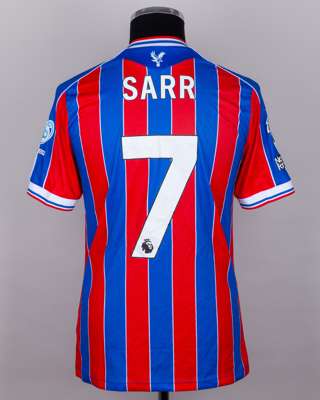 Ismaïla Sarr red and blue No.7 Crystal Palace v. Liverpool match worn shirt