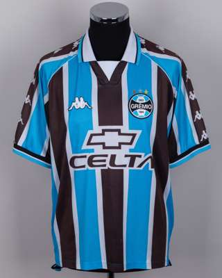 Ronaldinho blue and black No.10 Gremio short-sleeved shirt, 2000