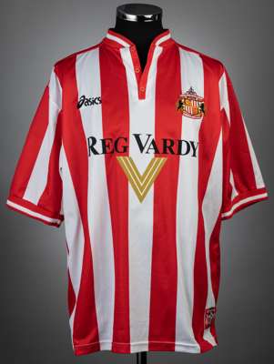 Red & white Sunderland no.15 jersey v Glasgow Rangers for the Ian Ferguson Testimonial, played at Ibrox Stadium, 21st July 1999,
 match-issue, Asics, 