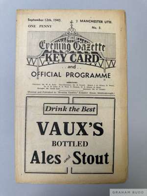 Middlesbrough v. Manchester United match programme, 12th September 1945

  Pencil scores