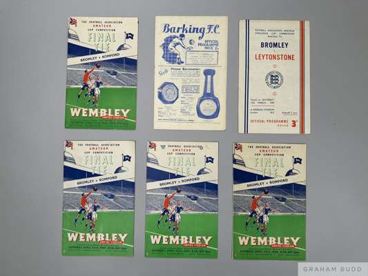 Six Bromley v. Romford F.A.Cup Amateur Cup final match programmes, 23rd April 1949
 and four other programme from their cup run comprising Barking, 12