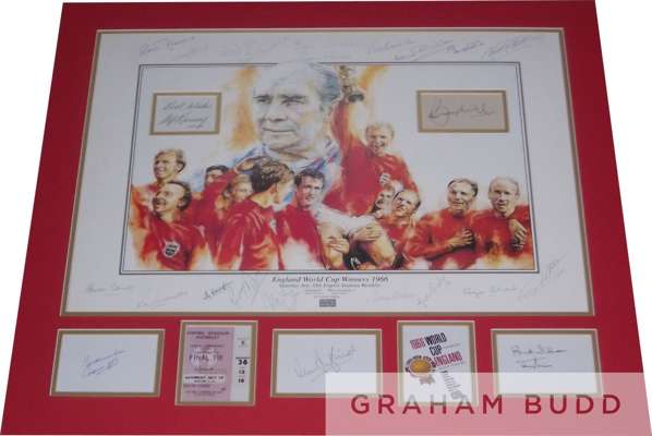 England 1966 World Cup Winners signed display with 23 autographs