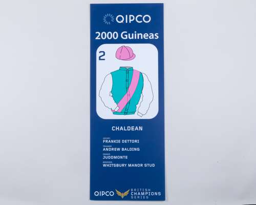 Paddock parade pennant for the 2023 2000 Guineas winner Chaldean