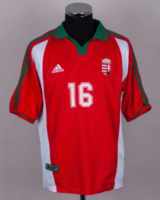 Red, white and green No.16 Hungary short-sleeved shirt, c.2000