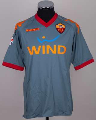 Julio Sergio grey and red No.27 AS Roma short-sleeved shirt, 2009-10