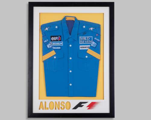 Fernando Alonso Signed Renault F1 Team Framed Shirt