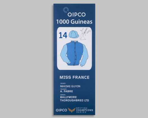 2014 1000 Guineas paddock parade pennant for the winning horse Miss France