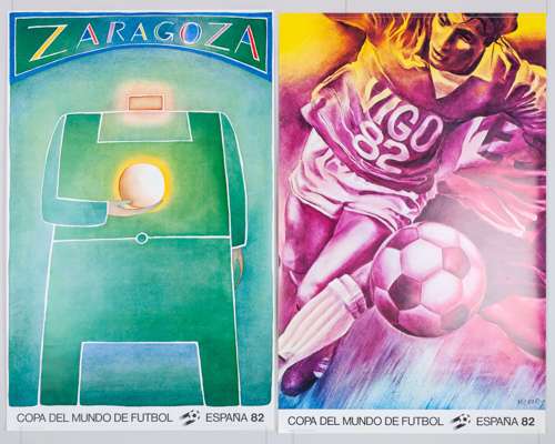 A collection of various 1982 World Cup posters