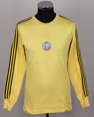 Rumyancho Goranov yellow and black No.1 Bulgaria match worn goalkeepers shirt, 1978