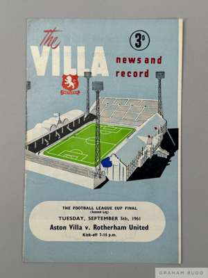 Aston Villa v. Rotherham United, Football League Cup Final, 2nd Leg match programme, 5th September 1961