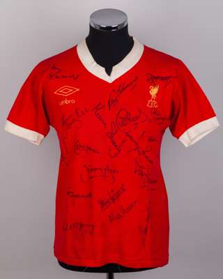 Steve Heighway red and white No.9 Liverpool short-sleeved shirt