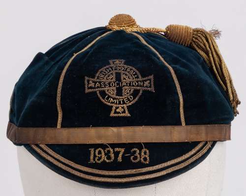 Billy Mitchell blue Northern Ireland v. England v. Scotland International cap, 1937-38