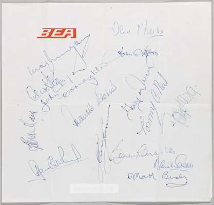 Manchester United 1971 team signed British European letterhead, 
 signed by 15 squad members including Charlton, Busby, Stepney, Storey, Moore, Aston,