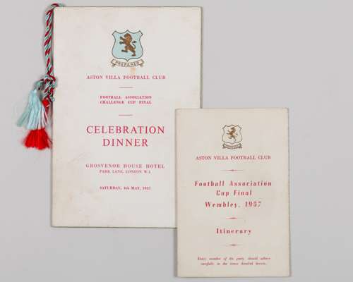 A 1957 F.A.Cup Final an itinerary booklet, an autographed celebration menu card