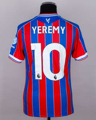 Yeremy Pino red and blue No.10 Crystal Palace v. Liverpool match worn shirt
