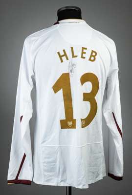 Alexander Hleb signed white Arsenal no.13 jersey v AC Milan, played at San Siro Milan, 4th March 2008, 
 match issue, Nike, long-sleeved with UEFA STA