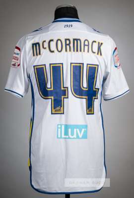 Ross McCormack white Leeds United no.44 home jersey, season 2012-13,
 Macron, short-sleeved with NPOWER FOOTBALL LEAGUE sleeve badges club crest badge