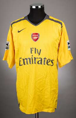 William Gallas yellow and black No.10 Arsenal short-sleeved jersey, 2006-07, 
 Nike, L, with v-neck collar and embroidered cloth badge inscribed ARSEN