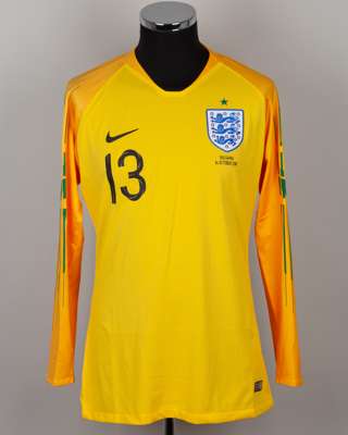 Nick Pope yellow and green No.13 England v. Bulgaria keeper shirt, 2019