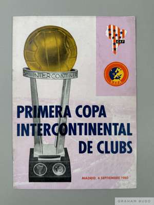 Programme for the Inaugural World Club Championship match between Real Madrid v Penerol, 
 2ng leg, played on 4th September 1960 in Madrid. It was won