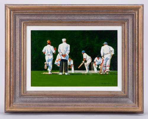 John Haskins (British, B.1938) Running in to Bowl