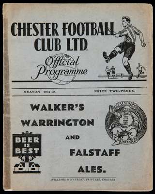 Chester v Southport programme 6th October 1934, sellotape repair to spine