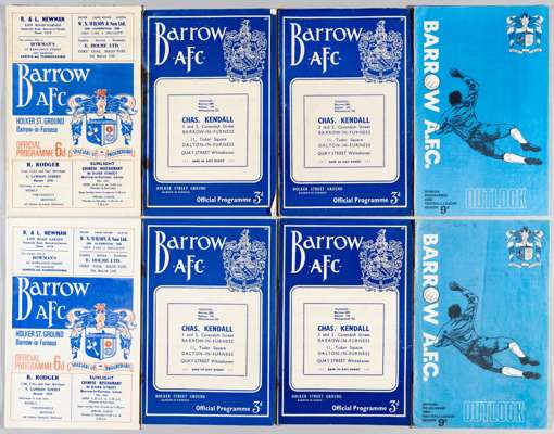 Barrow programme selection, includes last season in league 1971-72,
 full set of home and aways, home (25) including LC and FAC, aways 9missing Readin