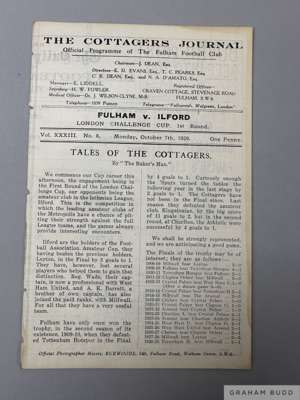 Fulham v. Ilford London Challenge Cup, 1st Round match programme, 7th October 1929

  Ex bound volume