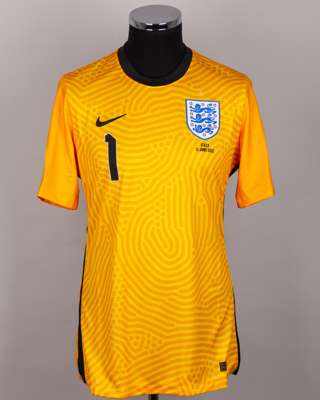 Aaron Ramsdale yellow No.1 England v. Italy goalkeeper shirt, 2022