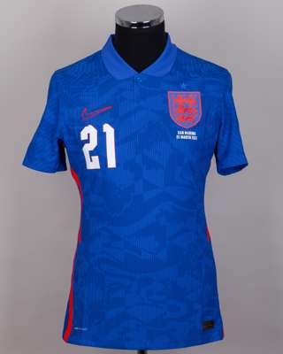 Ollie Watkins debut blue No.21 England v. San Marino short-sleeved shirt, 2021