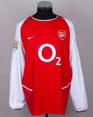 Pascal Cygan red and white No.18 Arsenal dual layer long-sleeved shirt, 2002-03