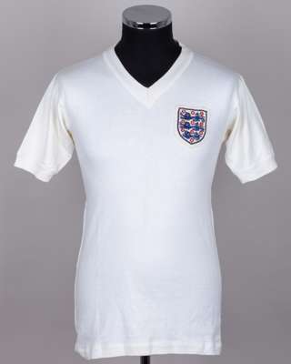 Mick Jones white white England v. Sweden match worn short-sleeved shirt, 1965