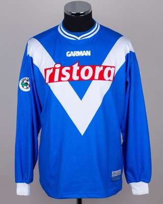 Daniel Bonera blue and white No.13 Bresia long-sleeved shirt, 1999-2000