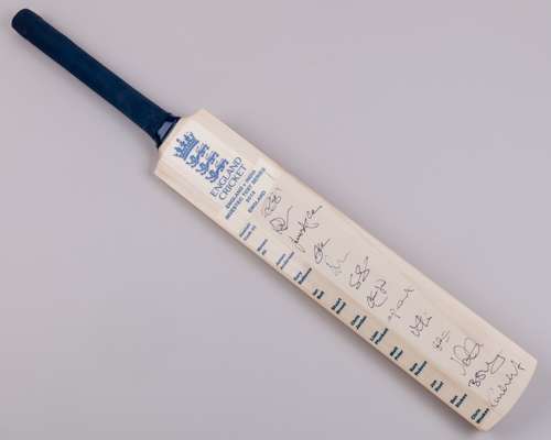 England v. India INVESTEC Test Series 2014 autographed cricket bat