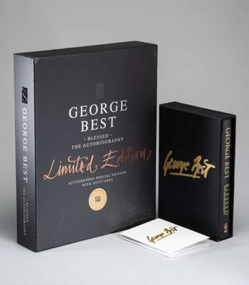George Best "Blessed" the autobiography cased special edition,
 leather bound hardback with in black pen on title page, in a fitted hardback sleeve, a