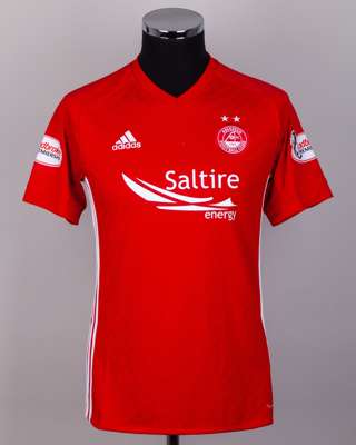 Kenny McLean red No.7 Aberdeen match prepared short-sleeved shirt, 2017