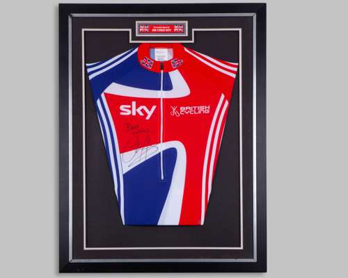 A British Cycling Chris Hoy autographed racing suit