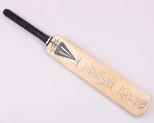 An England v. Australia autographed Duncan Fernley cricket bat 