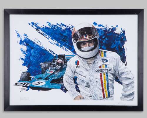Jackie Stewart Signed Tyrrell Limited Edition Print - by David Johnson