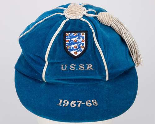 Gordon Banks blue England v. USSR International cap, 1967-68