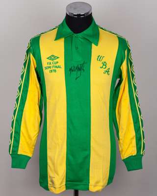 Mick Martin yellow and green No.7 West Bromwich Albion 1978 F.A.Cup semi-final shirt