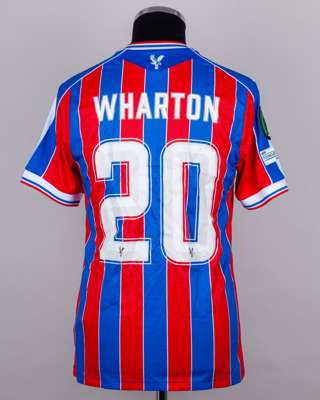Adam Wharton red and blue No.20 Crystal Palace v. Dynamo Kyiv match worn shirt