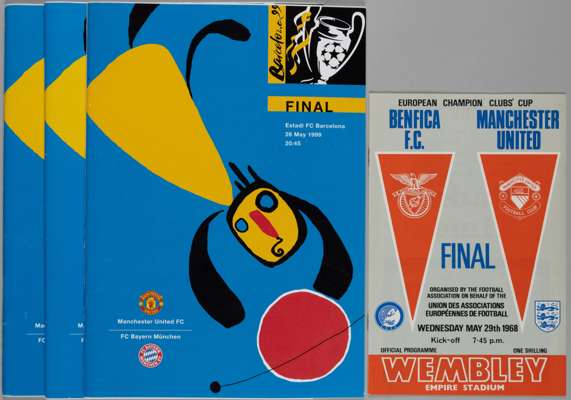 Manchester United v. Benfica, European Cup Final match programme, 29th May 1968, 
 and three copies of Manchester United v. Bayern Munich, European Cu