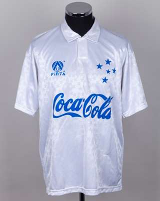 Ronaldo white and blue No.9 Cruzeiro v. Boca Juniors match worn shirt, 1994