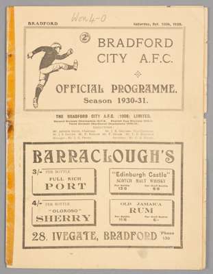 Bradford City v Bradford Park Avenue programme 25th October 1930,  

F.L. Division Two fixture