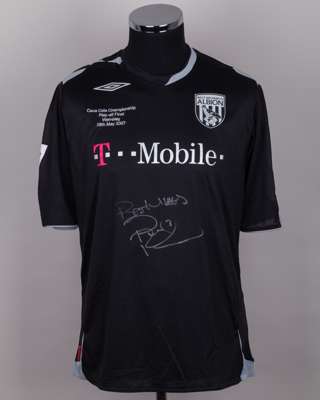 Paul Robinson black ad grey No.3 West Bromwich Albion Coca-Cola play-off shirt, 2007