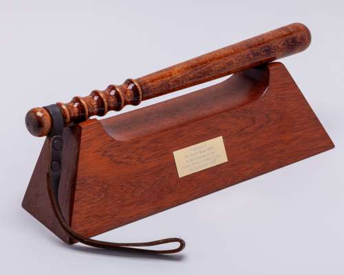 Geoff Hurst a presentation hardwood truncheon on stand