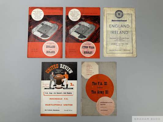 Five various match programmes for games held at Old Trafford
 comprising England v. Ireland, Schools International, 15th May 1948, The F.A.XI v. The A